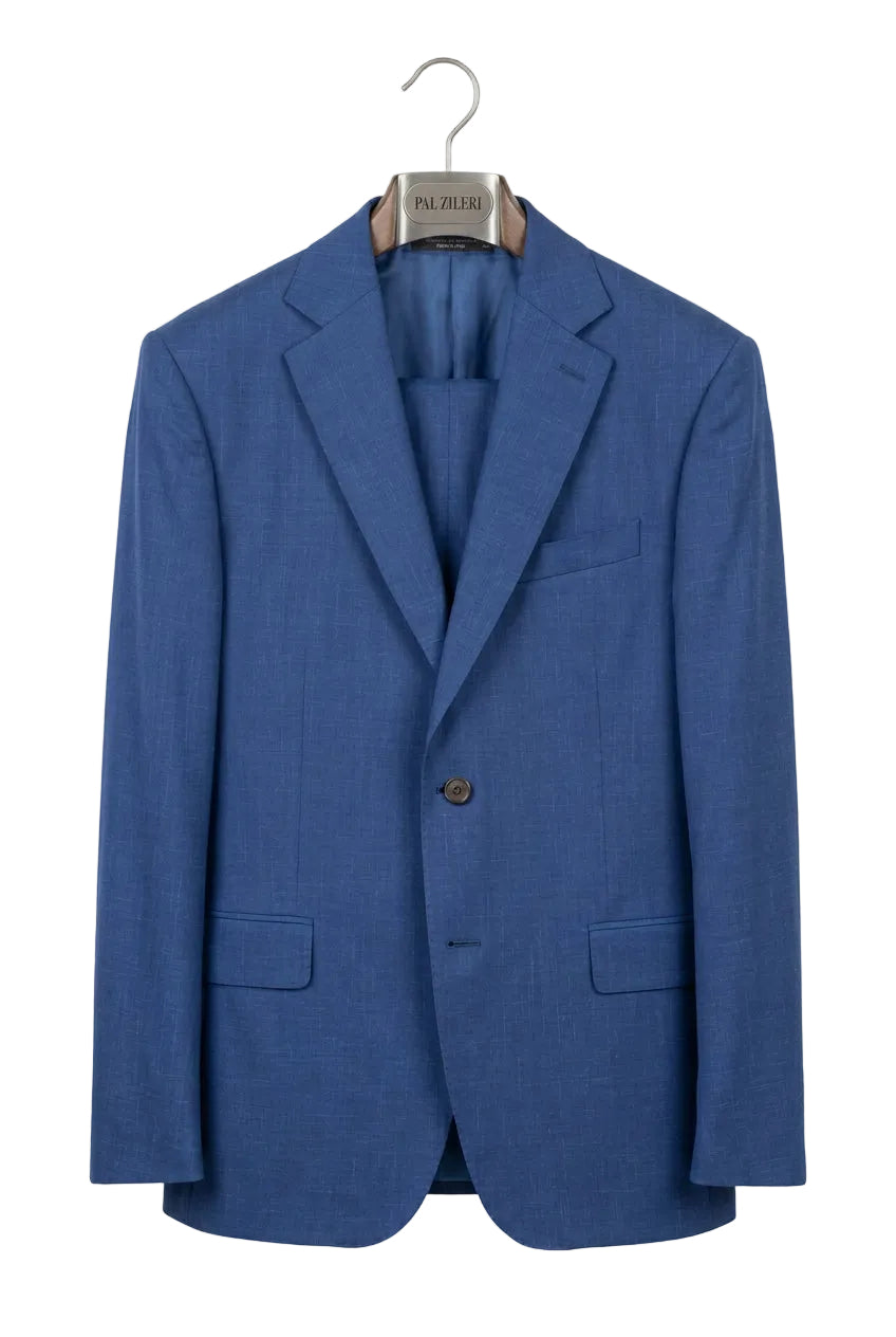 ID7130-Pal Zileri Wool Linen Suit in Blue