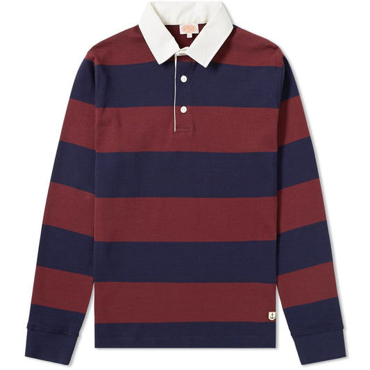 ID6394-Armor Lux Burgundy Navy Stripe Rugby Shirt