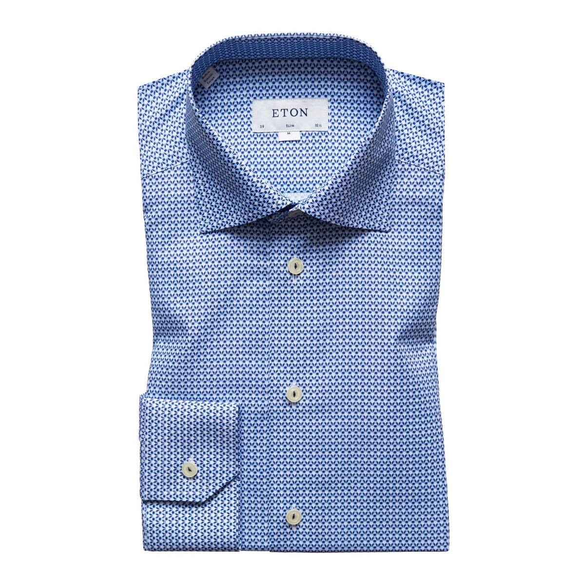 ID5408-Eton Slim Blue Micro Geometric Shirt