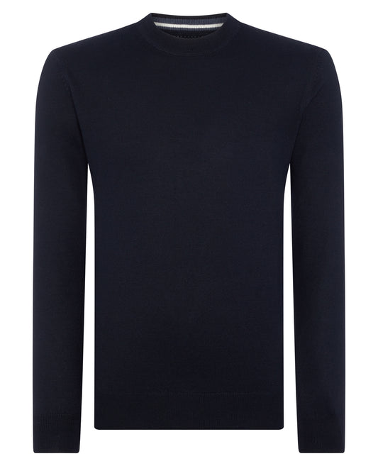 ID60280-Remus Navy Crew Neck Merino Jumper