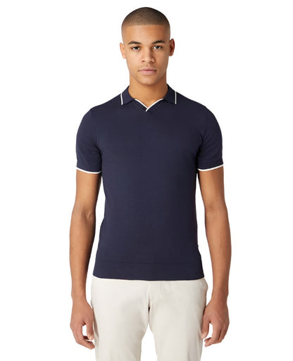 ID50113-Remus Navy Skipper Collar Polo Shirt
