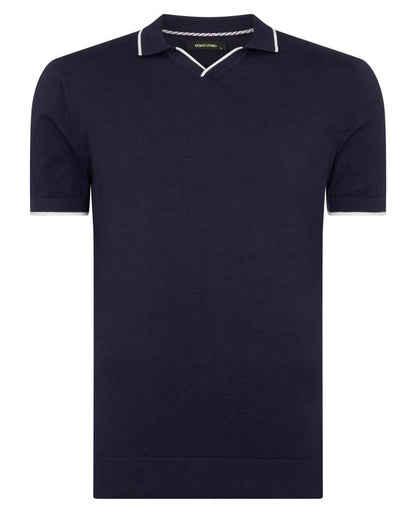 ID50113-Remus Navy Skipper Collar Polo Shirt