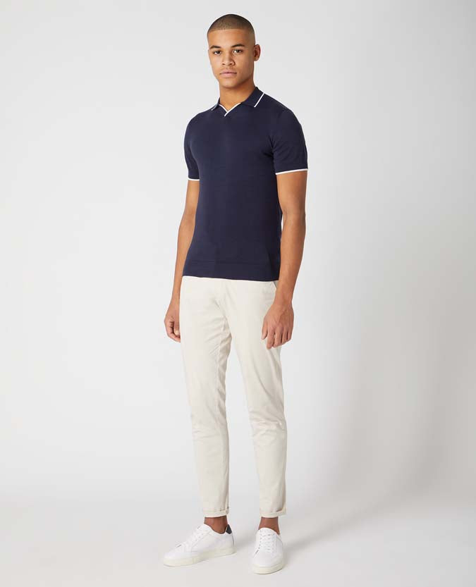 ID50113-Remus Navy Skipper Collar Polo Shirt