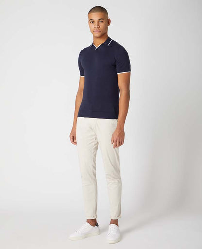 ID50113-Remus Navy Skipper Collar Polo Shirt