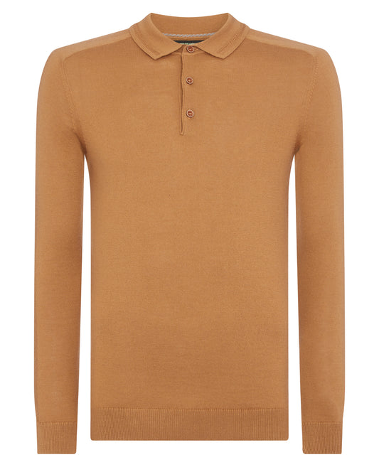 ID40028-Remus Camel Long Sleeve Polo