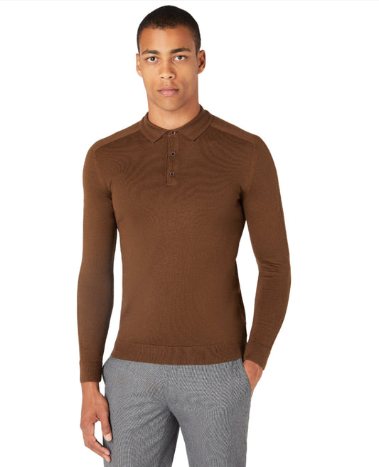 ID60289-Remus Brown Pattern Sleeve Polo