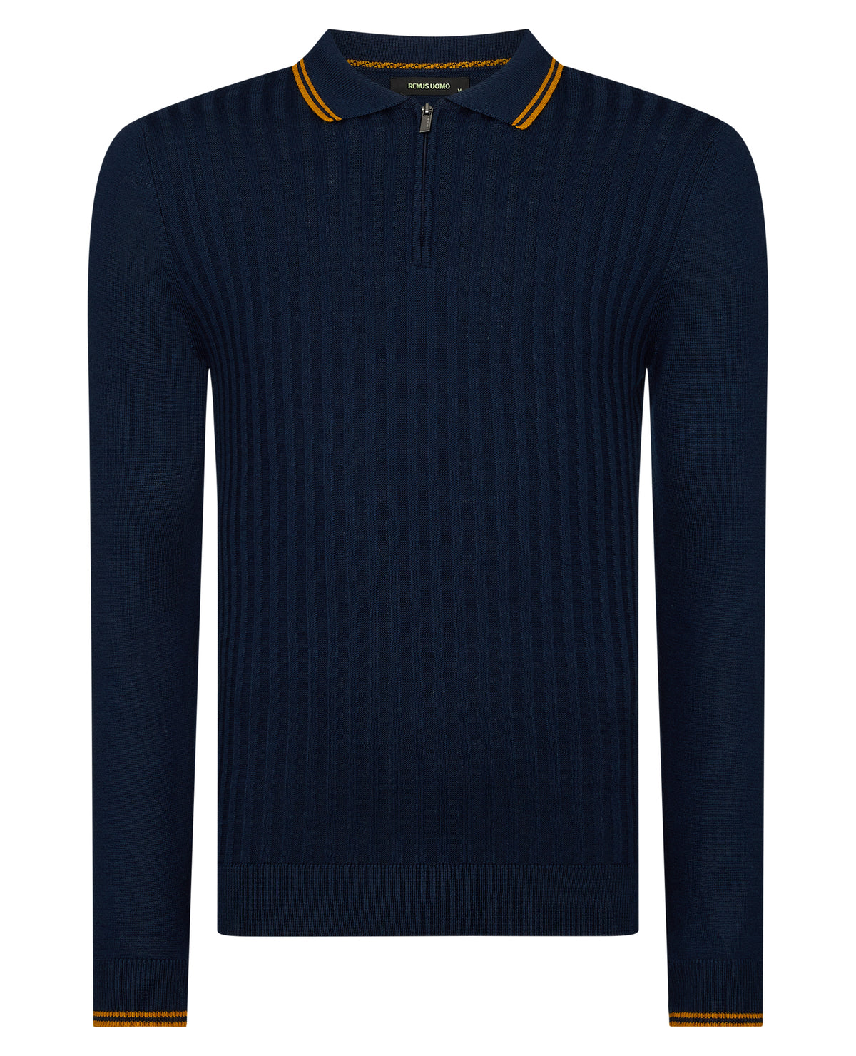 ID60291-Remus Blue Knitted Polo Shirt