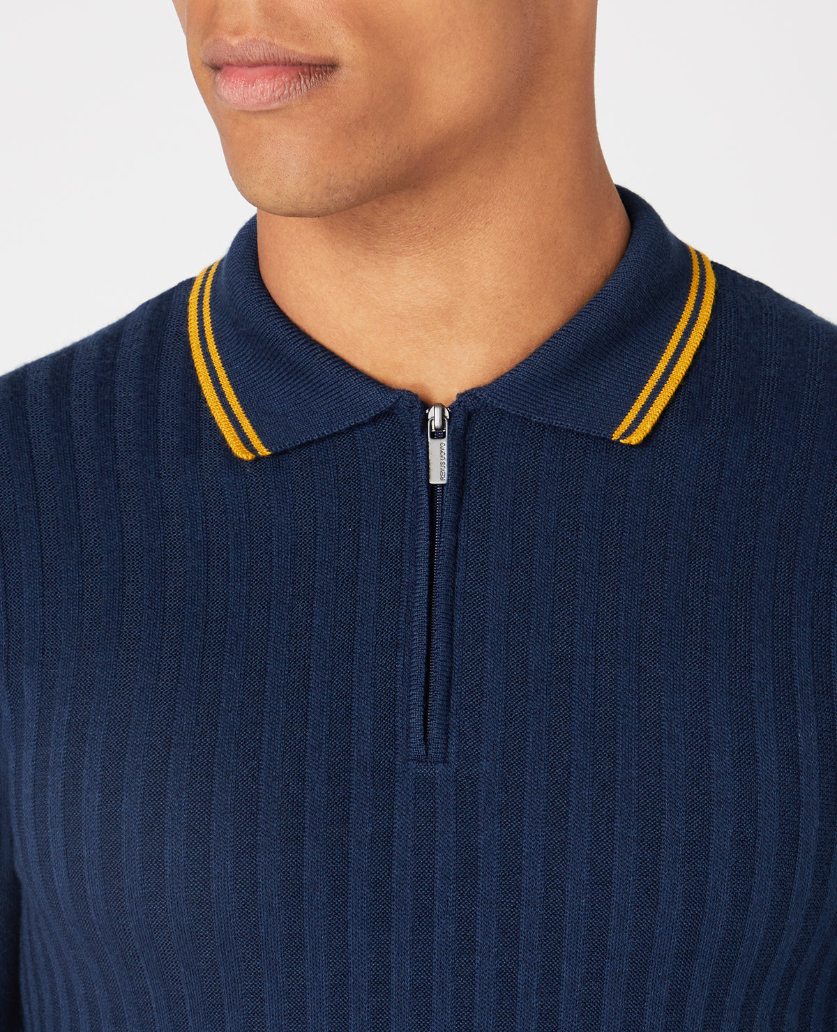 ID60291-Remus Blue Knitted Polo Shirt