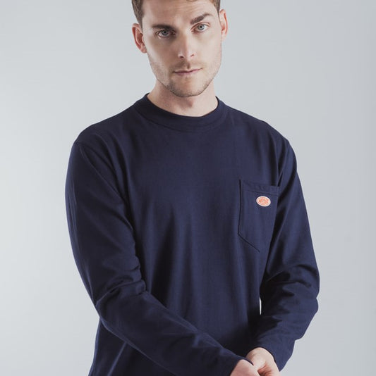 ID40248-Armor Lux Navy Pocket Long Sleeve T