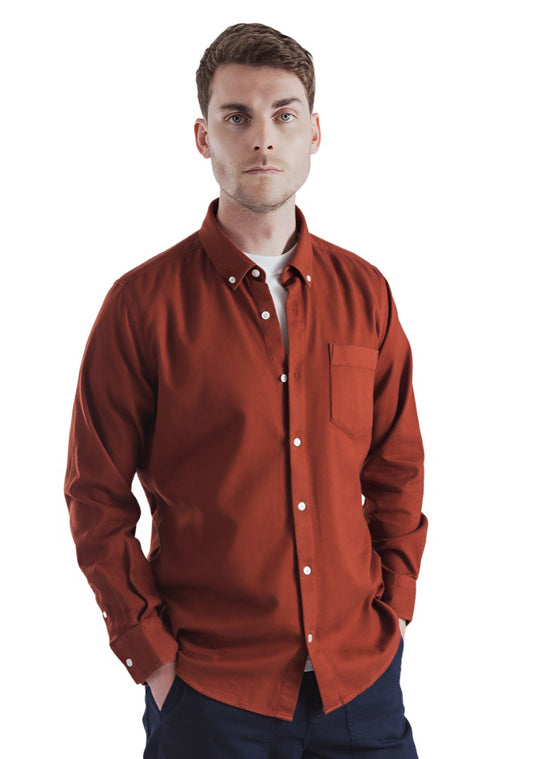 ID40253-Armor Lux Rust Flannel Over Shirt