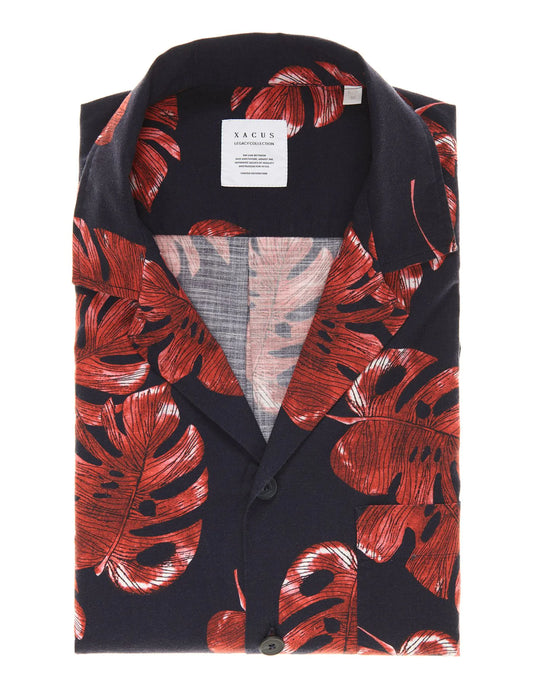 ID50206-Xacus Navy Red S/S Floral Shirt