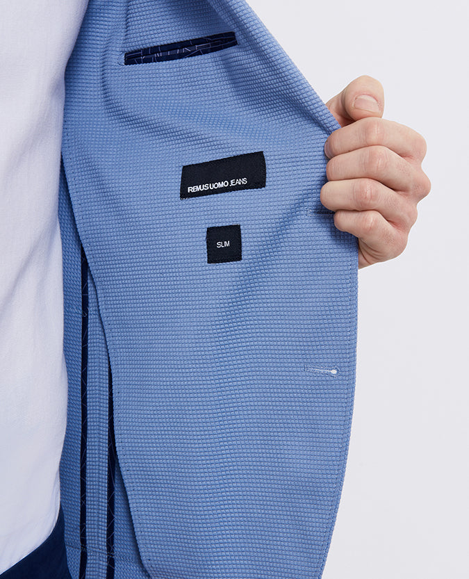 ID7189-Remus Uomo Sky Blue Waffle Jacket