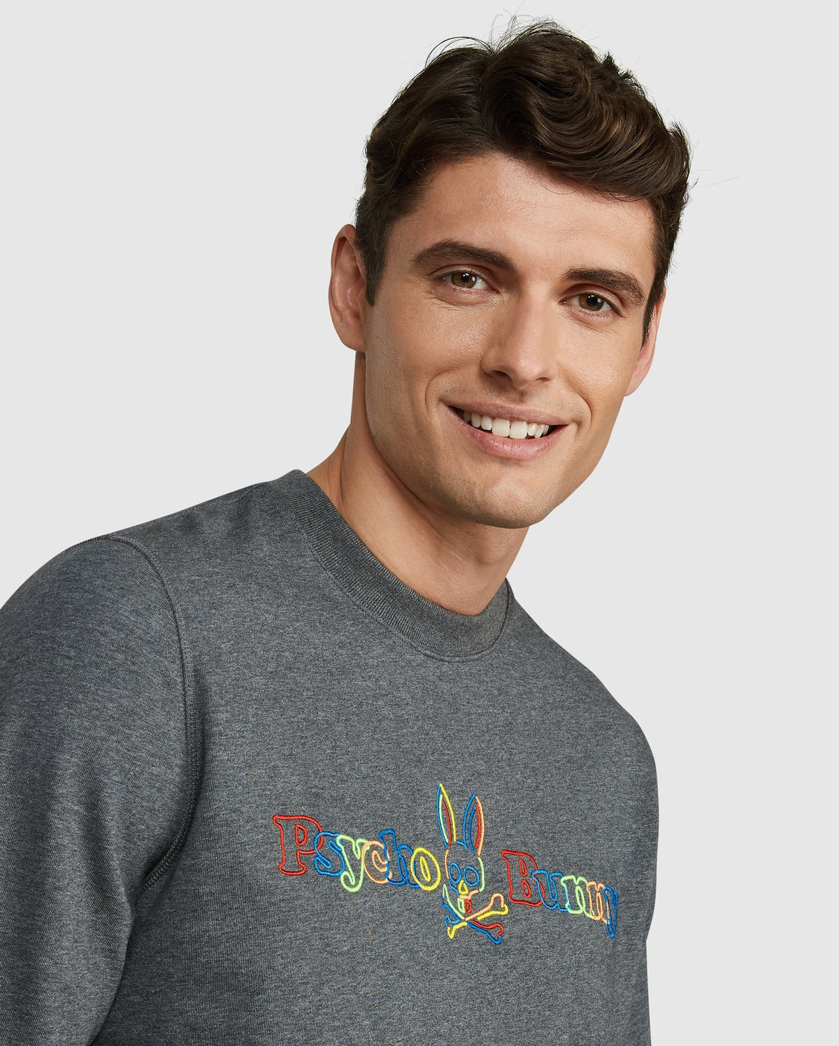 ID40337-Psycho Bunny Grey Neon Glow Sweatshirt