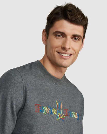 ID40337-Psycho Bunny Grey Neon Glow Sweatshirt