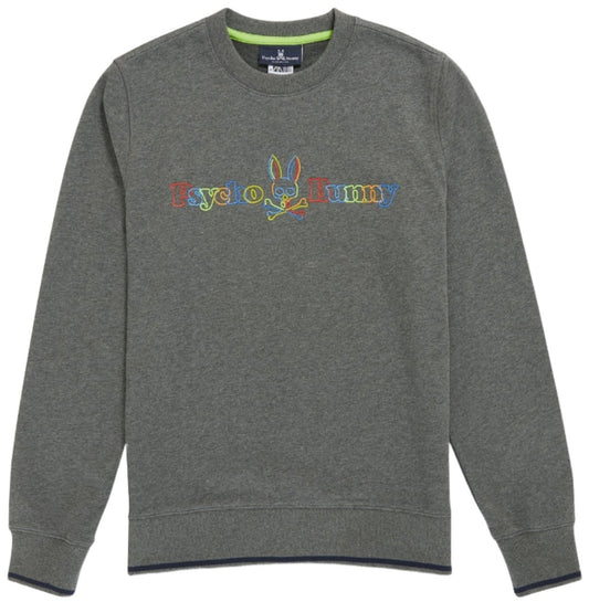 ID40337-Psycho Bunny Grey Neon Glow Sweatshirt