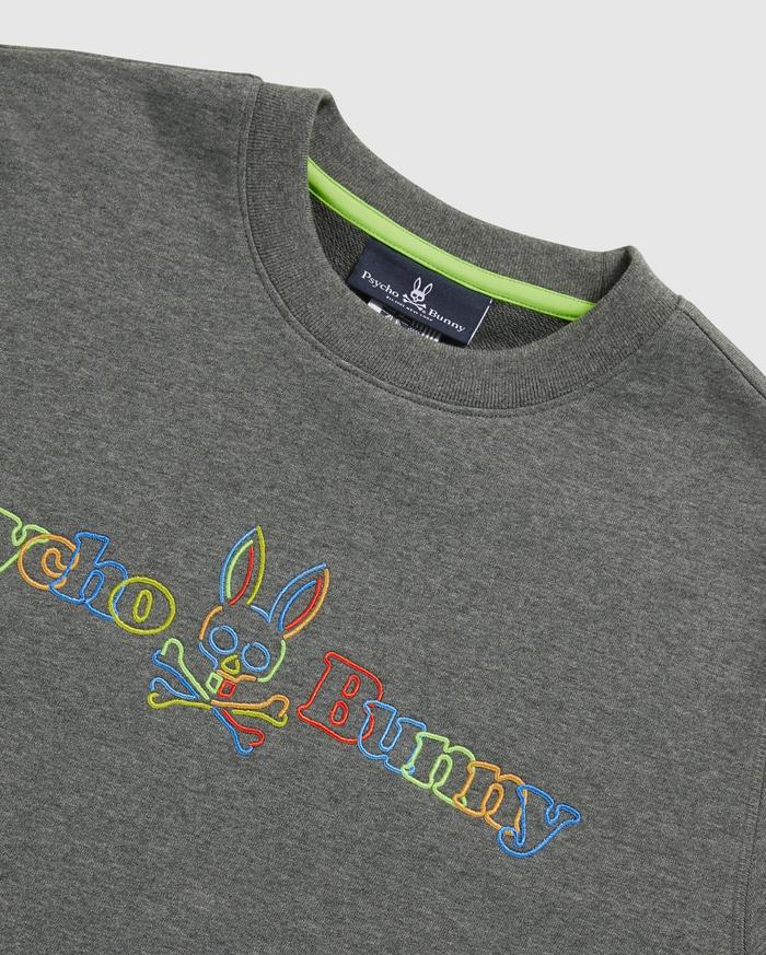 ID40337-Psycho Bunny Grey Neon Glow Sweatshirt