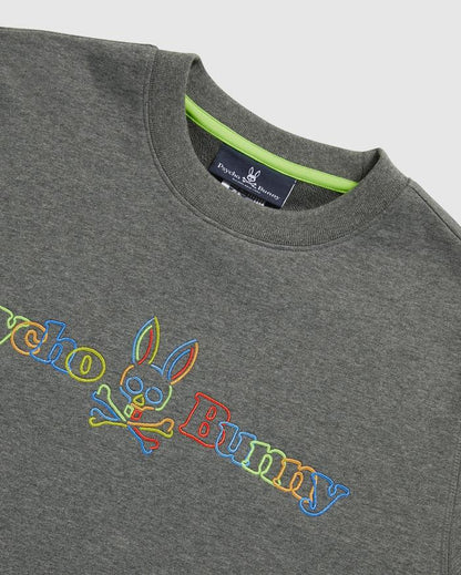 ID40337-Psycho Bunny Grey Neon Glow Sweatshirt