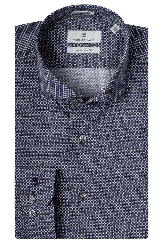 ID20478 Thomas Maine Blue Neat Pattern Shirt
