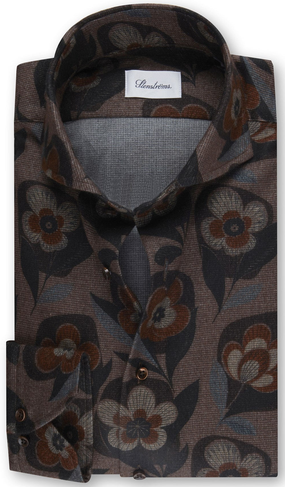 ID40111-Stenstroms Brown Floral Shirt