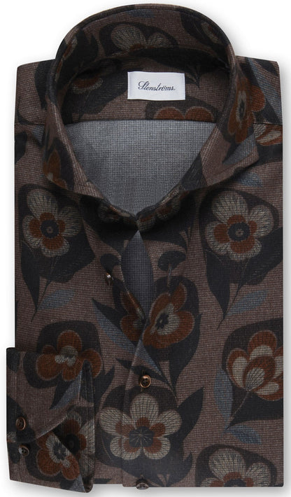 ID40111-Stenstroms Brown Floral Shirt