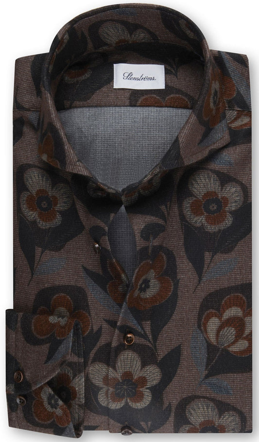 ID40111-Stenstroms Brown Floral Shirt