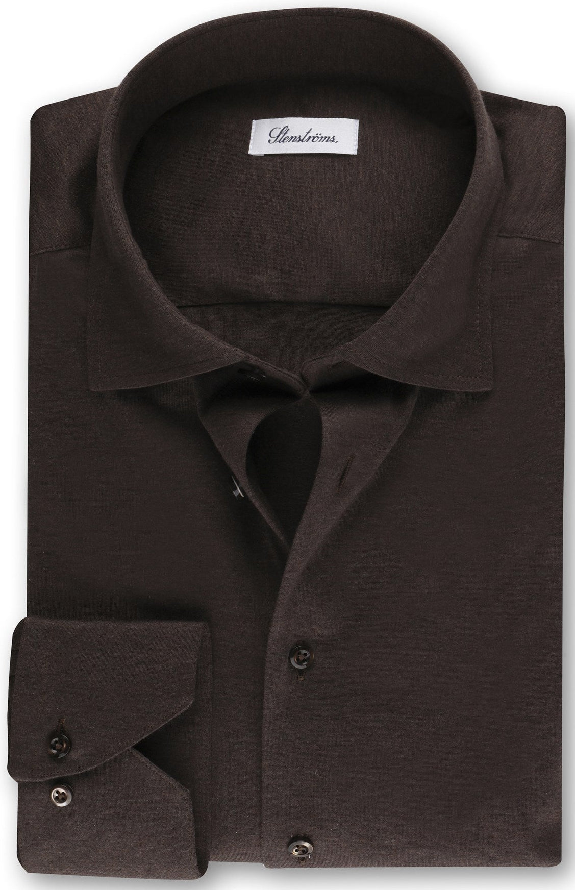 ID40113-Stenstroms Brown Stretch Jersey  Shirt