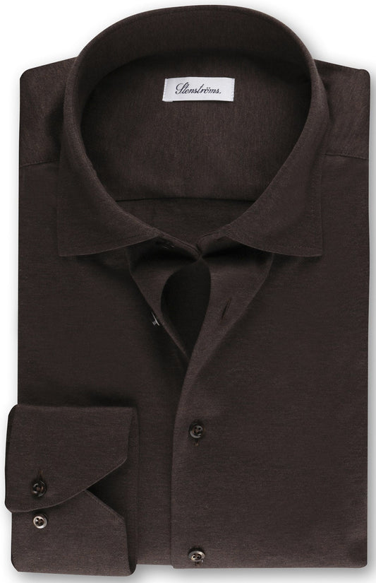 ID40113-Stenstroms Brown Stretch Jersey  Shirt