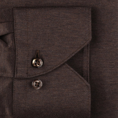 ID40113-Stenstroms Brown Stretch Jersey  Shirt