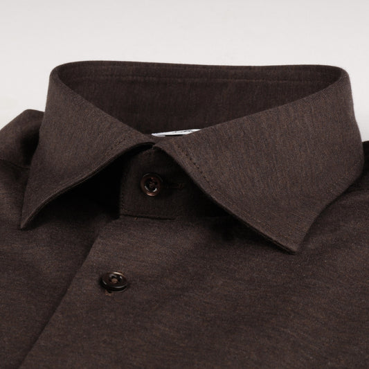 ID40113-Stenstroms Brown Stretch Jersey  Shirt