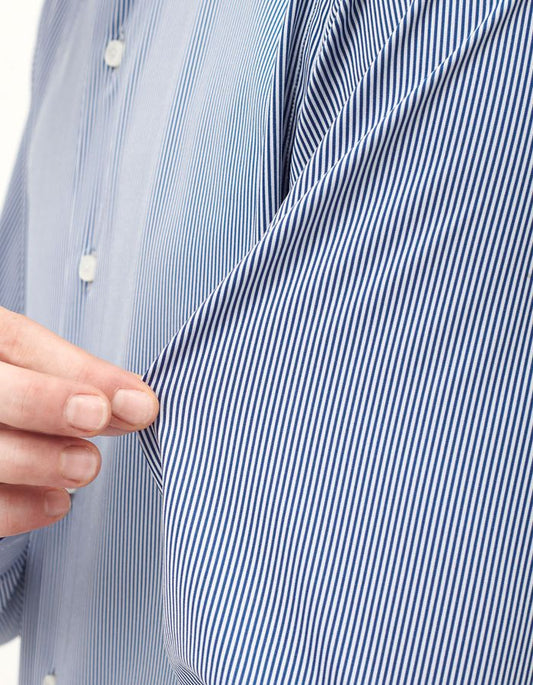 ID40291-Xacus Active Stretch Blue Hairline Stripe Shirt