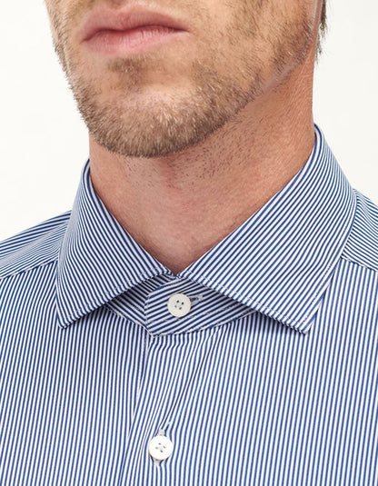 ID40291-Xacus Active Stretch Blue Hairline Stripe Shirt
