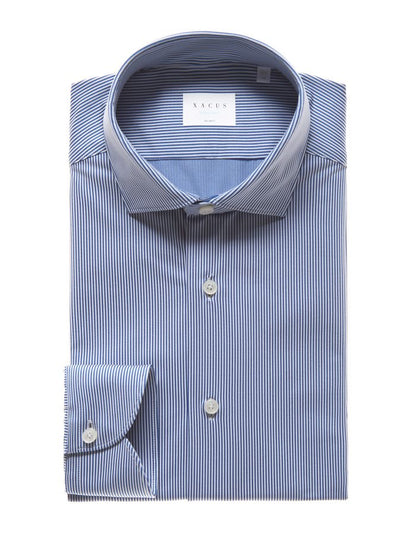 ID40291-Xacus Active Stretch Blue Hairline Stripe Shirt