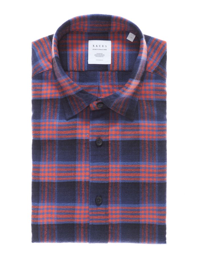 ID40293-Xacus Blue Red Flannel Check Shirt