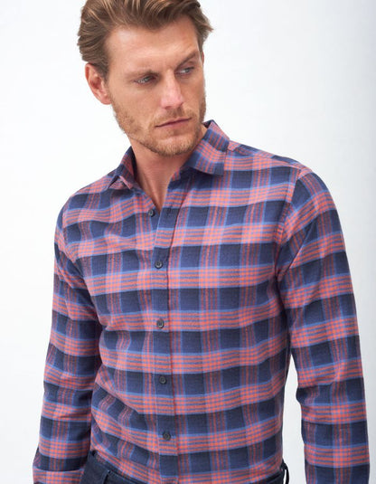 ID40293-Xacus Blue Red Flannel Check Shirt