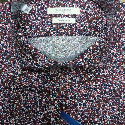 ID4236-Delsiena White/ Burgundy Print Shirt