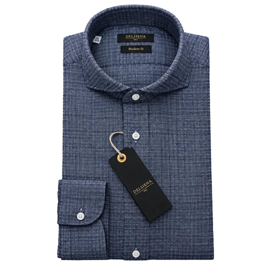 ID5098-Delsiena Hopsack Blue Shirt