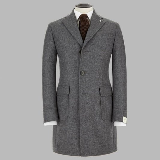 ID6489-LBM Grey Padded Overcoat