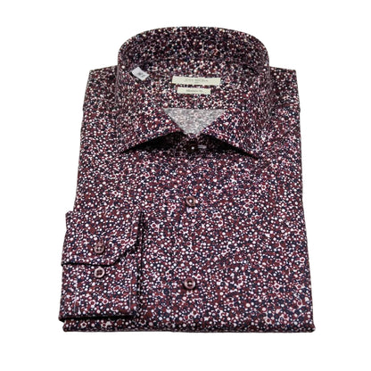 ID4236-Delsiena White/ Burgundy Print Shirt