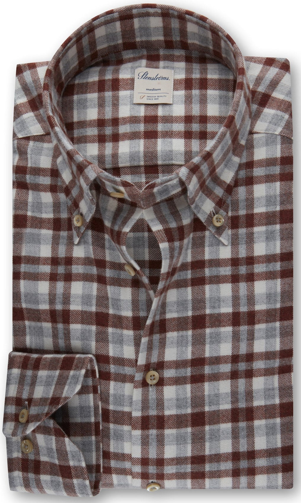 ID60330-Strenstroms- Check Button Down Rust Grey
