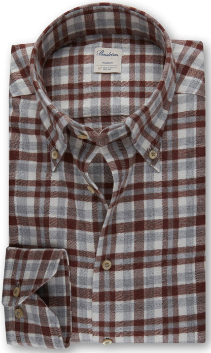 ID60330-Strenstroms- Check Button Down Rust Grey