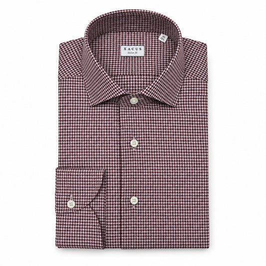 ID2042-Xacus Burgundy Dog Tooth Shirt