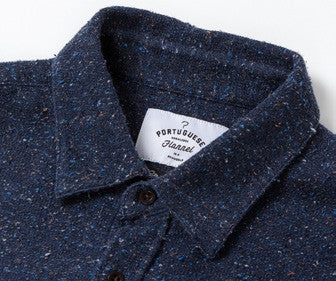 ID4406-Portuguese Flannel Blue Marl Shirt